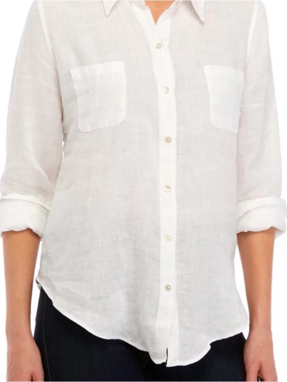 Lily Pulitzer Classic White Linen Button-Up Shirt